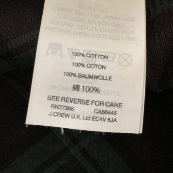 JCREW Green/Navy Tartan Plaid Perfect Long Sleeve Shirt | Size 10 - Picture 9 of 10
